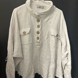 Free People Beach Terrycloth Button-Up Top